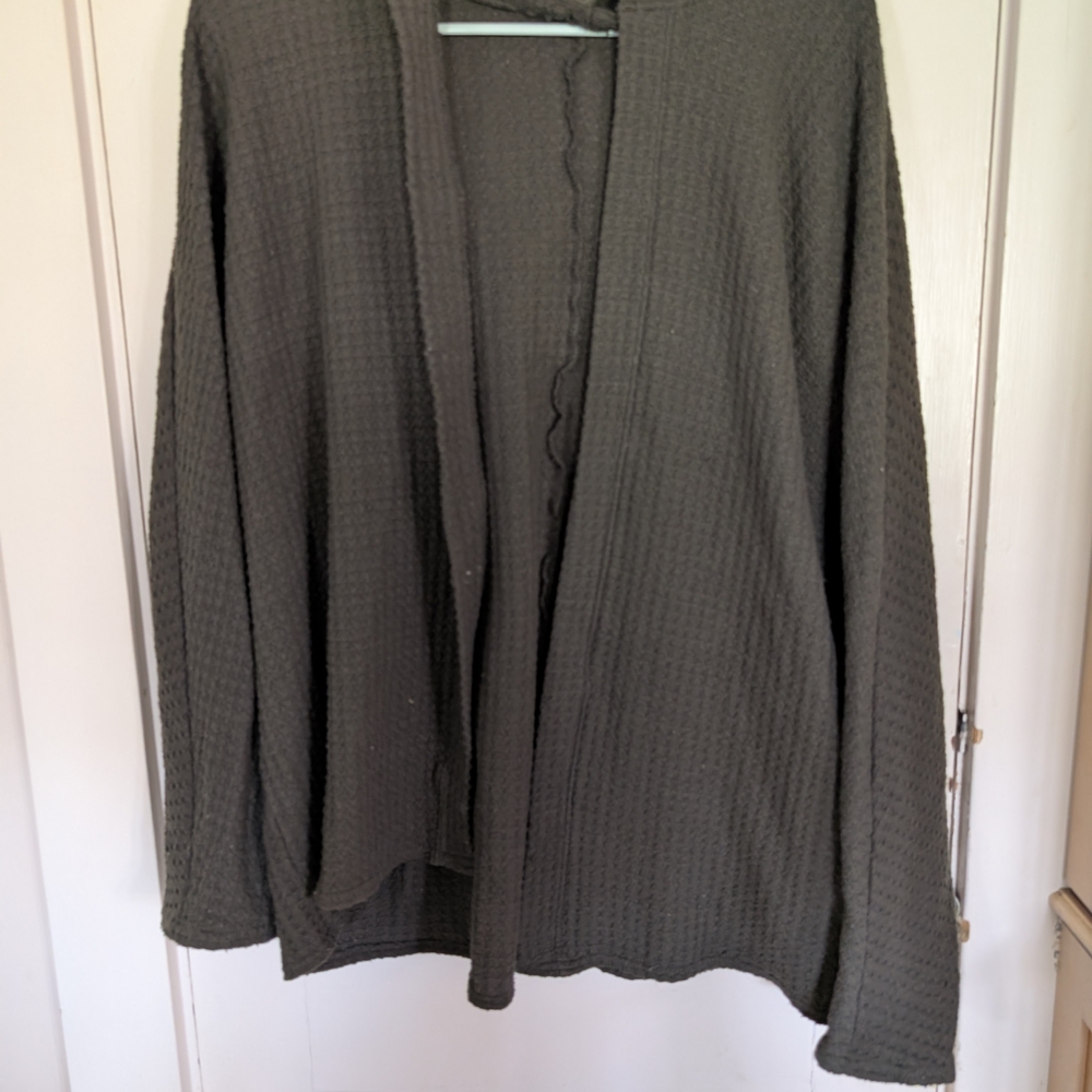 American Eagle Soft & Sexy Plush open front cardigan hooded Olive Green Size Med